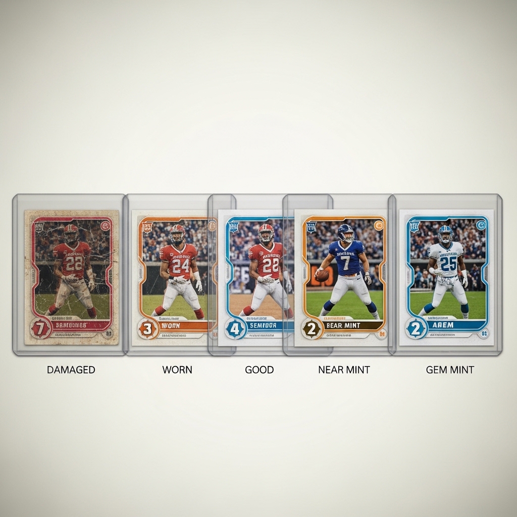 The PSA grading scale from 1 (Poor) to 10 (Gem Mint) showing condition examples